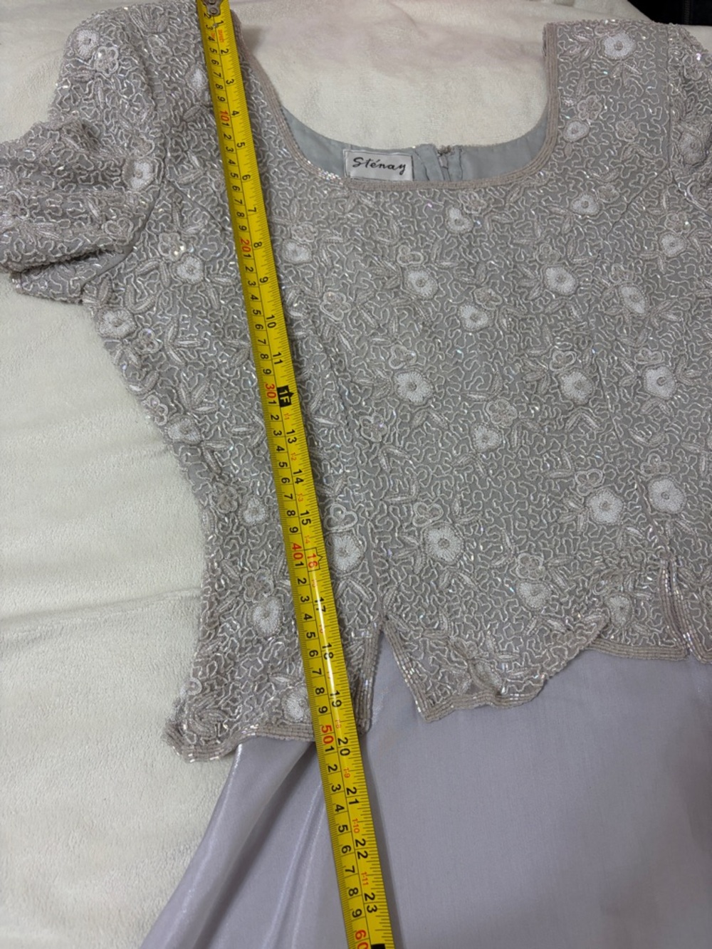 Stenay Silver Lavender Beaded Bodice Evening Gown size 8 - Picture 15 of 16